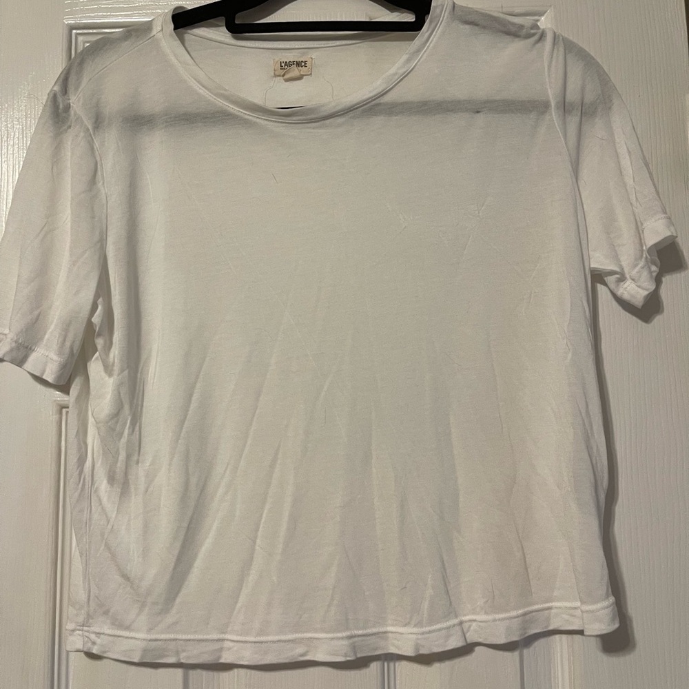 L'AGENCE Classic White Crop Top